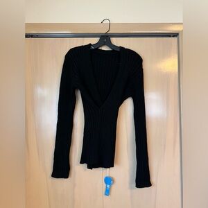 Cupshe Black V Neck Sweater Size S